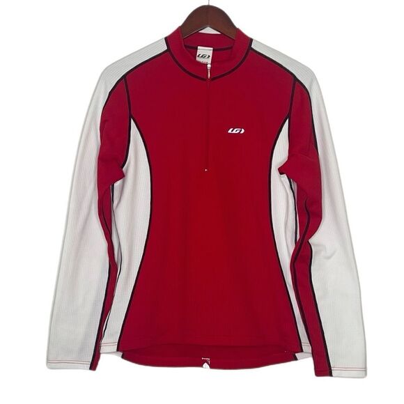 Louis Garneau Women’s Red White Color Block Quarter Zip Pull Over Cycling Jacket - Picture 1 of 4